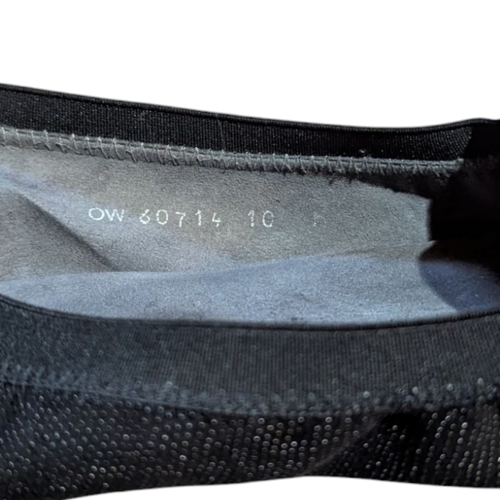 Stuart Weitzman Squeeze Goosebump Stretch Ballet Flat 10 Black Nappa Old Money - Picture 5 of 9